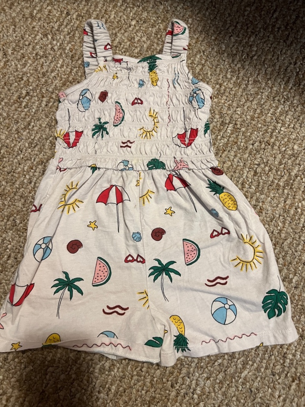 Old Navy White One-Piece Romper with Bright Summer Print